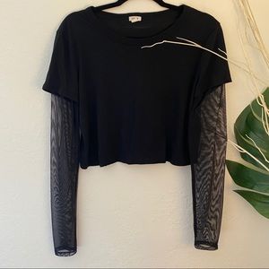 GARAGE Crop Top W/ Mesh Sleeves